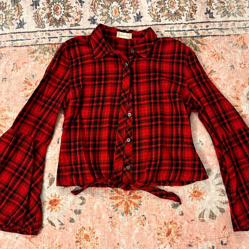 Alter’d State Cropped Red Flannel Top